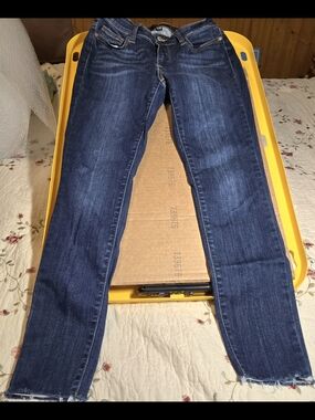 Judy Blue Skinny Fit Jeans Women’s Size 7/28 Dark Wash Raw Hem Stretch Denim
